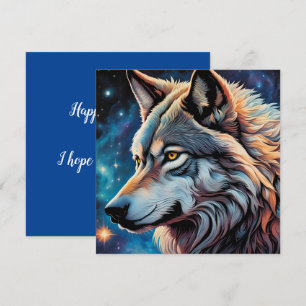 Grey Wolf Starry Night Portrait