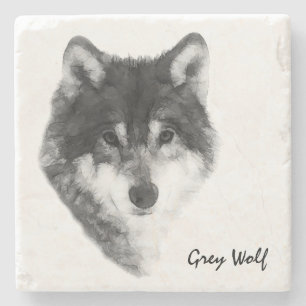Grey Wolf stylish Stone Coaster