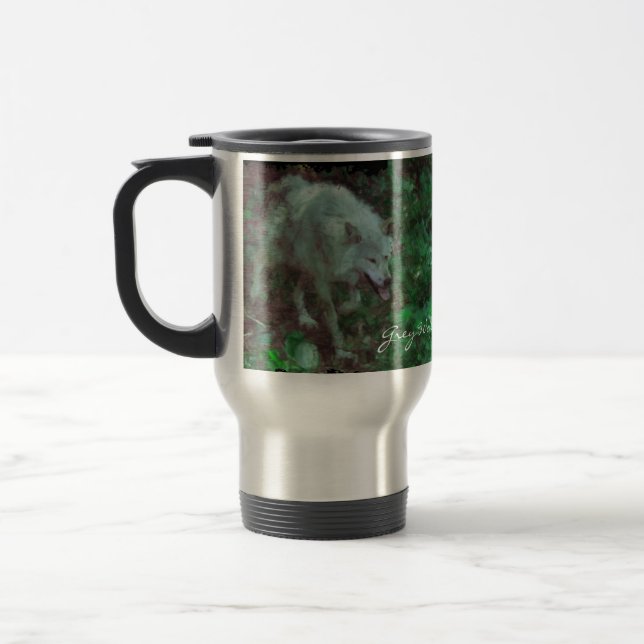 GREY WOLF Supporter Wildlife Gift Travel Mug (Left)