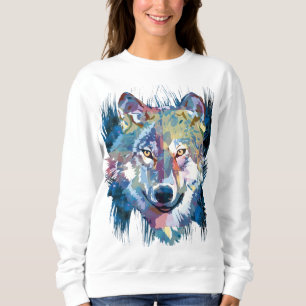 Grey Wolf Sweatshirt Colourful Wolf Dog