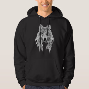 Grey wolf tattoo ink drawing sleeve hoodie