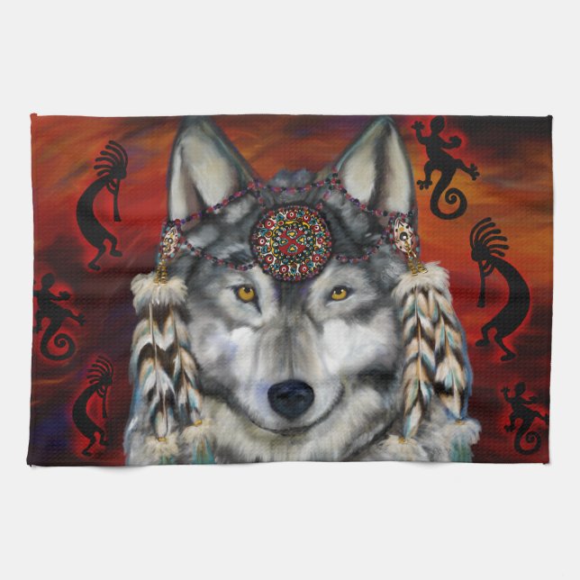 Grey Wolf Tea Towel (Horizontal)