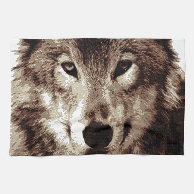 Grey Wolf Tea Towel (Horizontal)