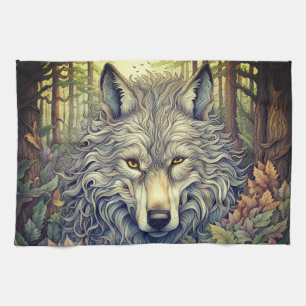 Grey Wolf Tea Towel