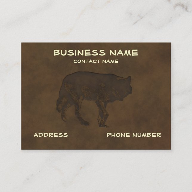 Grey Wolf Tooled Leather-look Business Cards (Front)
