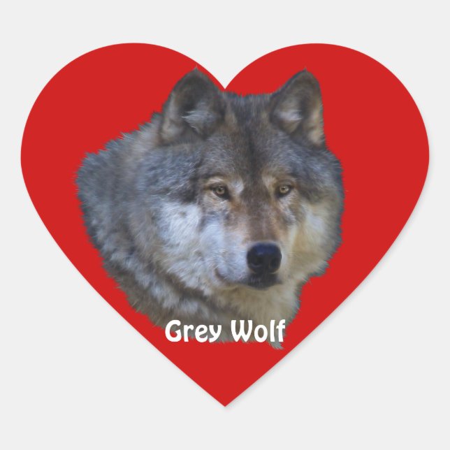 GREY WOLF Wildlife Heart Sticker Collection (Front)