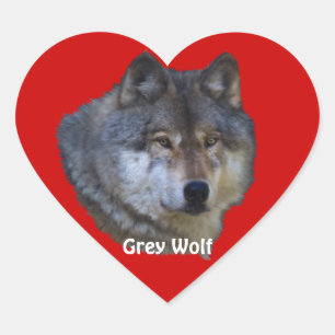 GREY WOLF Wildlife Heart Sticker Collection