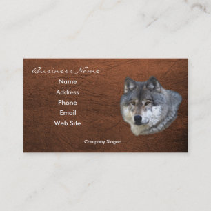 Grey Wolf Wildlife Leather-effect Business Card