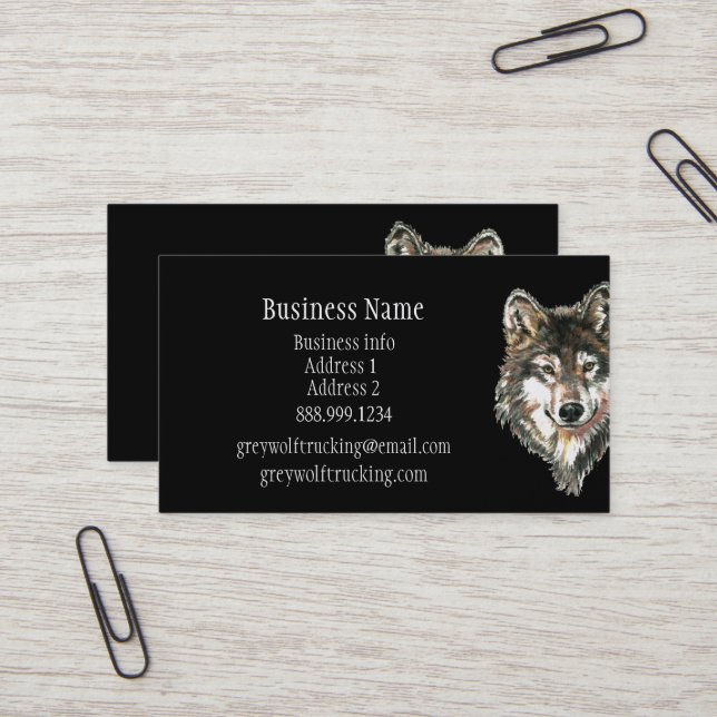 Grey Wolf Wildlife Nature Animal Custom Business Card (Front/Back In Situ)