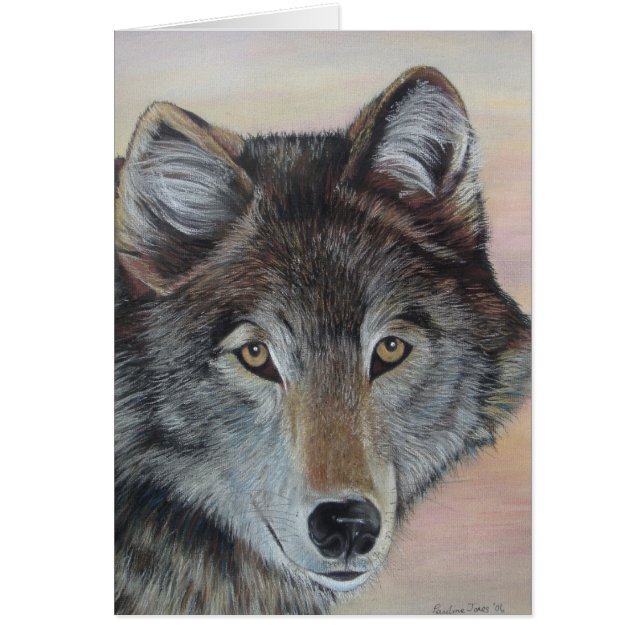 grey wolf wildlife painting realist portrait art (Front)