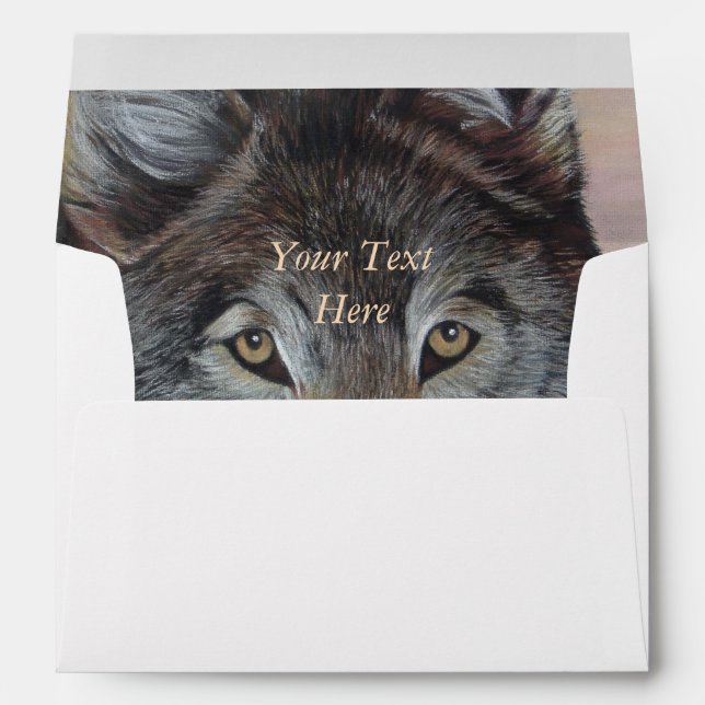 grey wolf wildlife painting realist portrait art envelopes (Back (Bottom))