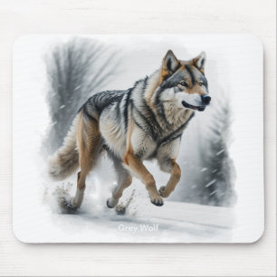Grey Wolf Wildlife-supporter Animal Photography Mouse Mat