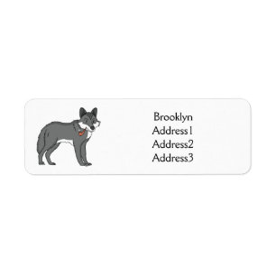 Grey wolf with pipe cartoon illustration