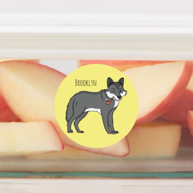 Grey wolf with pipe cartoon illustration (Affixed)
