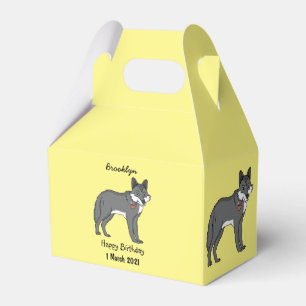 Grey wolf with pipe cartoon illustration favour box