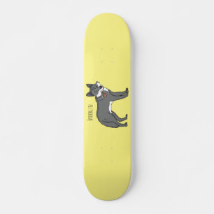 Grey wolf with pipe cartoon illustration skateboard