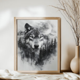 Grey wolf  Wrapped Canvas Print