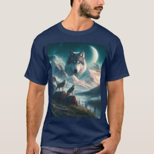 Grey Wolves at Dusk with Mountain T-Shirt
