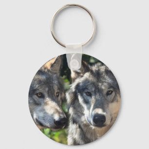 Grey Wolves in the Wild Key Ring
