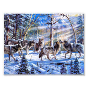 Grey Wolves Painting Photo Print
