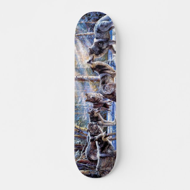 Grey Wolves Painting Skateboard (Front)
