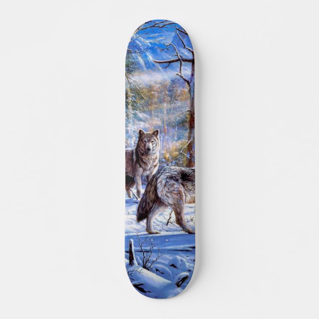 Grey Wolves Painting Skateboard (Front)