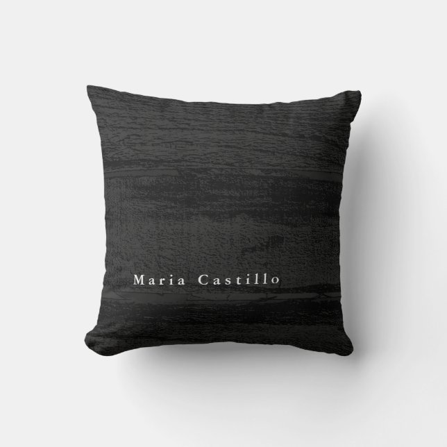 Grey Wood Background Minimalist Modern Name Cushion (Front)