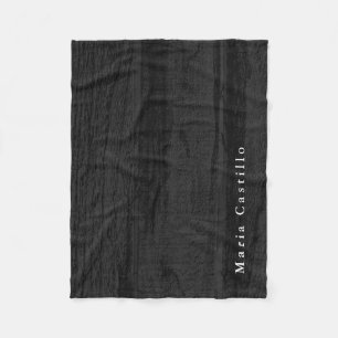 Grey Wood Background Minimalist Modern Name Fleece Blanket