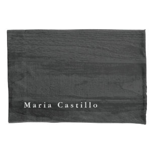 Grey Wood Background Minimalist Modern Name Pillowcase