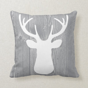 Grey Wood Deer Pillow