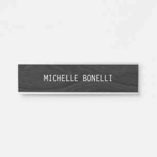 Grey Wood Design Background Plain Legible Modern Door Sign
