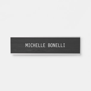 Grey Wood Design Background Plain Legible Modern Door Sign