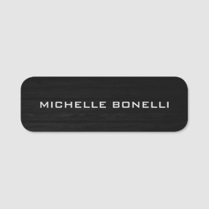 Grey Wood Design Background Plain Legible Modern Name Tag