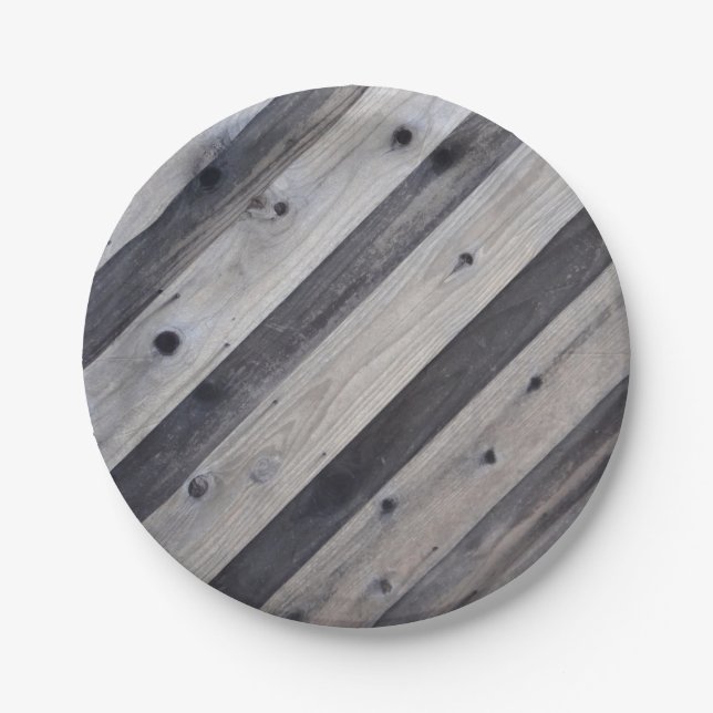 Grey Wood Fence Paper Plate (Front)