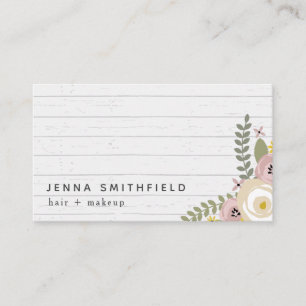 Grey Wood Floral Fashion Beauty Business Card
