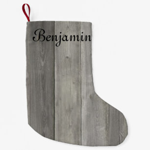 Grey Wood grain design Christmas Small Christmas Stocking