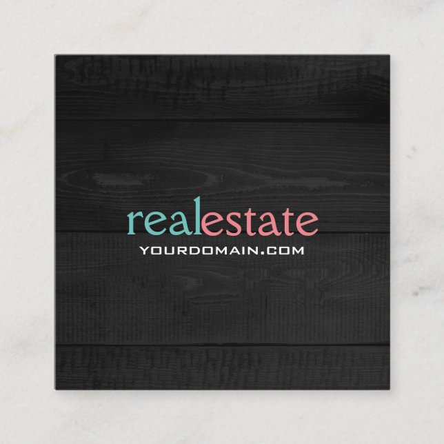 Grey Wood Modern Minimalist Plain Elegant Square Business Card (Front)