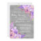 Grey Wood Purple Watercolor Flowers Baby Shower