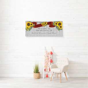 Grey Wood Terracotta Sunflower Rustic Wedding  Banner