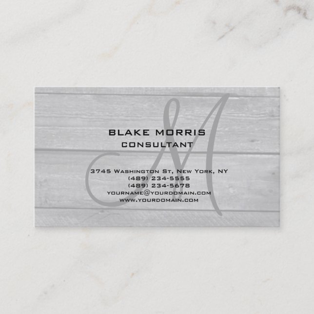 Grey Wood Unique Original Classical Professional Business Card (Front)