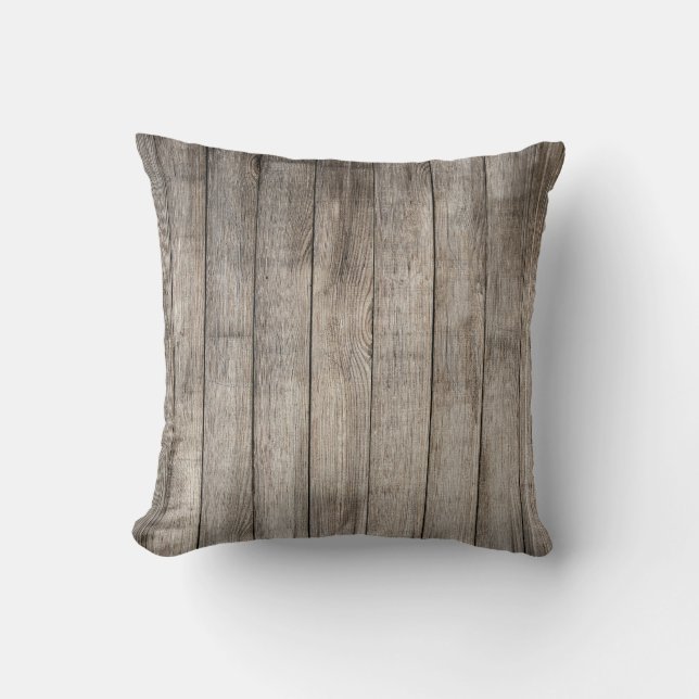 Grey Wooden Planks Throw Pillow (Front)
