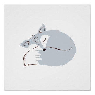 Grey Woodland Fox Poster