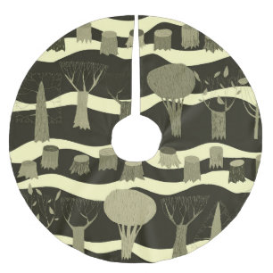 Grey woodland tapestry: trees pattern. brushed polyester tree skirt