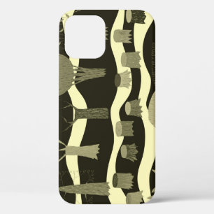 Grey woodland tapestry: trees pattern. iPhone 12 case