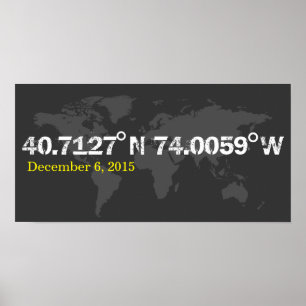 grey World coordinates date wedding print