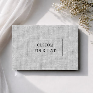 Grey Woven Fabric Linen Look Custom Text Wedding Guest Book