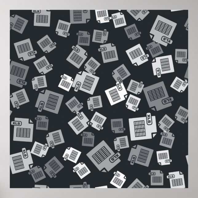 Grey XLS file document. Download xls button icon i Poster (Front)