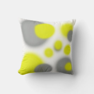 Grey Yellow Abstract Art Cushion Throw Pillow