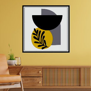 Grey, Yellow, and Black Abstract Shapes Poster