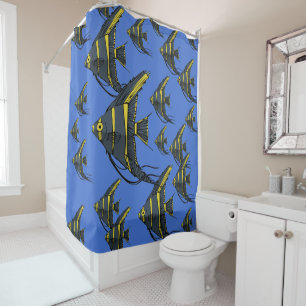 Grey & Yellow Angelfish Shower Curtain
